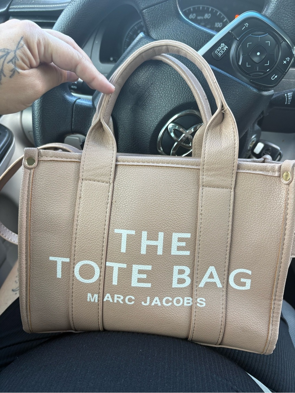 Marc Jacobs Beige Leather 'The Tote Bag' Mini Tote